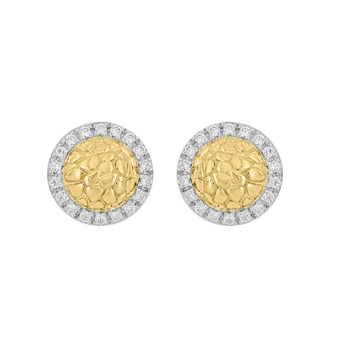 10K YELLOW GOLD DIAMOND ROUND NUGGET EARRINGS