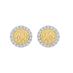 10K YELLOW GOLD DIAMOND ROUND NUGGET EARRINGS