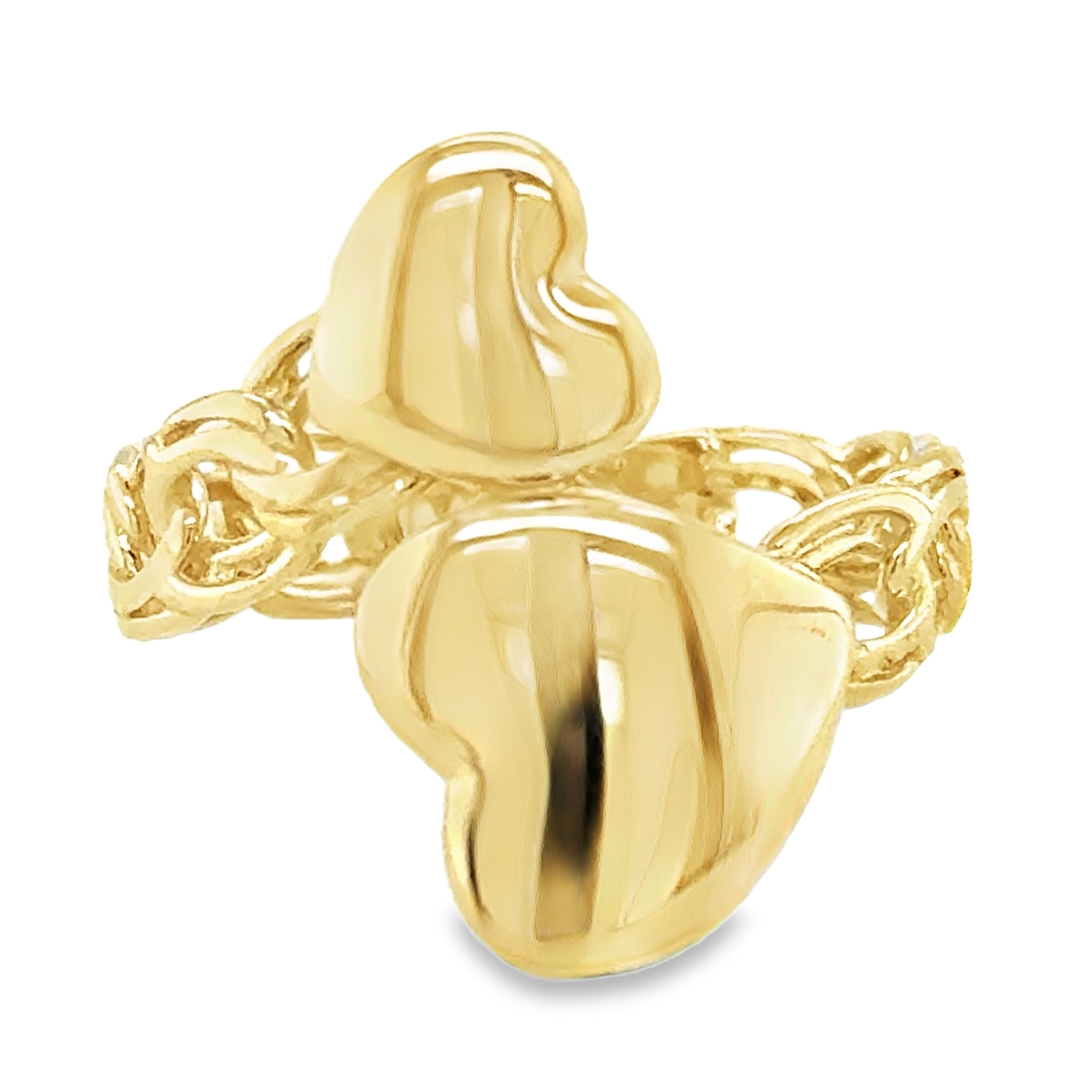 10KT Gold Chino Double Heart Ring Size 6 FREE ENGRAVING