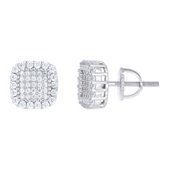 925 Sterling Silver Womens Cushion-Cut Round Cubic-Zirconia Square Fas
