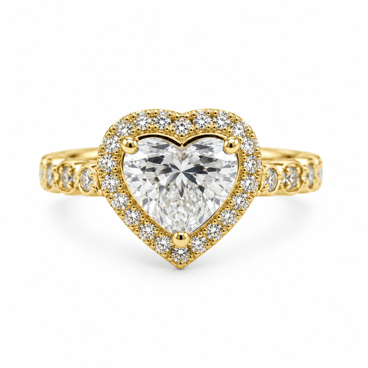 14K Yellow Gold 2.42CTTW Certified Lab-Created Heart Shape with Vintag