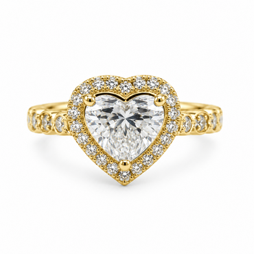 14K Yellow Gold 2.42CTTW Certified Lab-Created Heart Shape with Vintag
