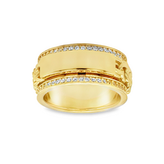 10KT Yellow Gold Chino Link Spinner Rotating Greek 10MM Band Ring Size