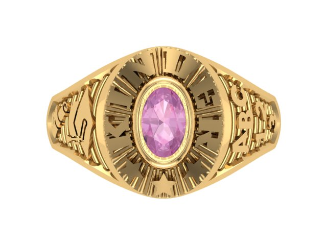 10KT Yellow Gold Kinder Spirit Graduation Ring Pink Stone Size 3.5
