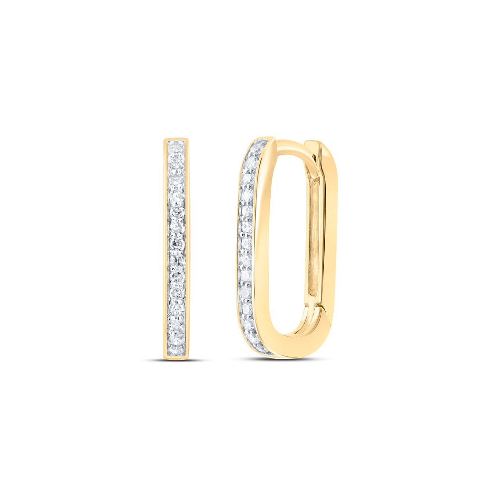 10KT Yellow Gold 1/6CTW Diamond Rectangular Huggies