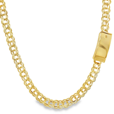 10KT Gold 6MM Chino Link Monaco Chain 20 Inches FREE ENGRAVING