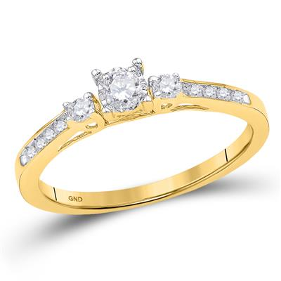10k Yellow Gold Round Diamond 3-stone Promise Ring 1/6 Cttw