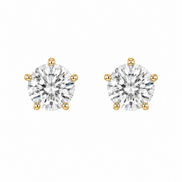 10KT Gold 3MM White CZ April Birthstone Stud Earrings with Screback Ball