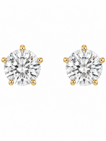 10KT Gold 3MM White CZ April Birthstone Stud Earrings with Screback Ball
