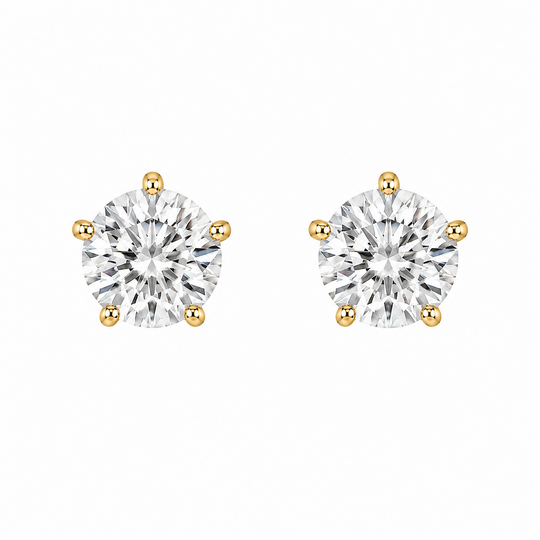 10KT Gold 3MM White CZ April Birthstone Stud Earrings with Screback Ball