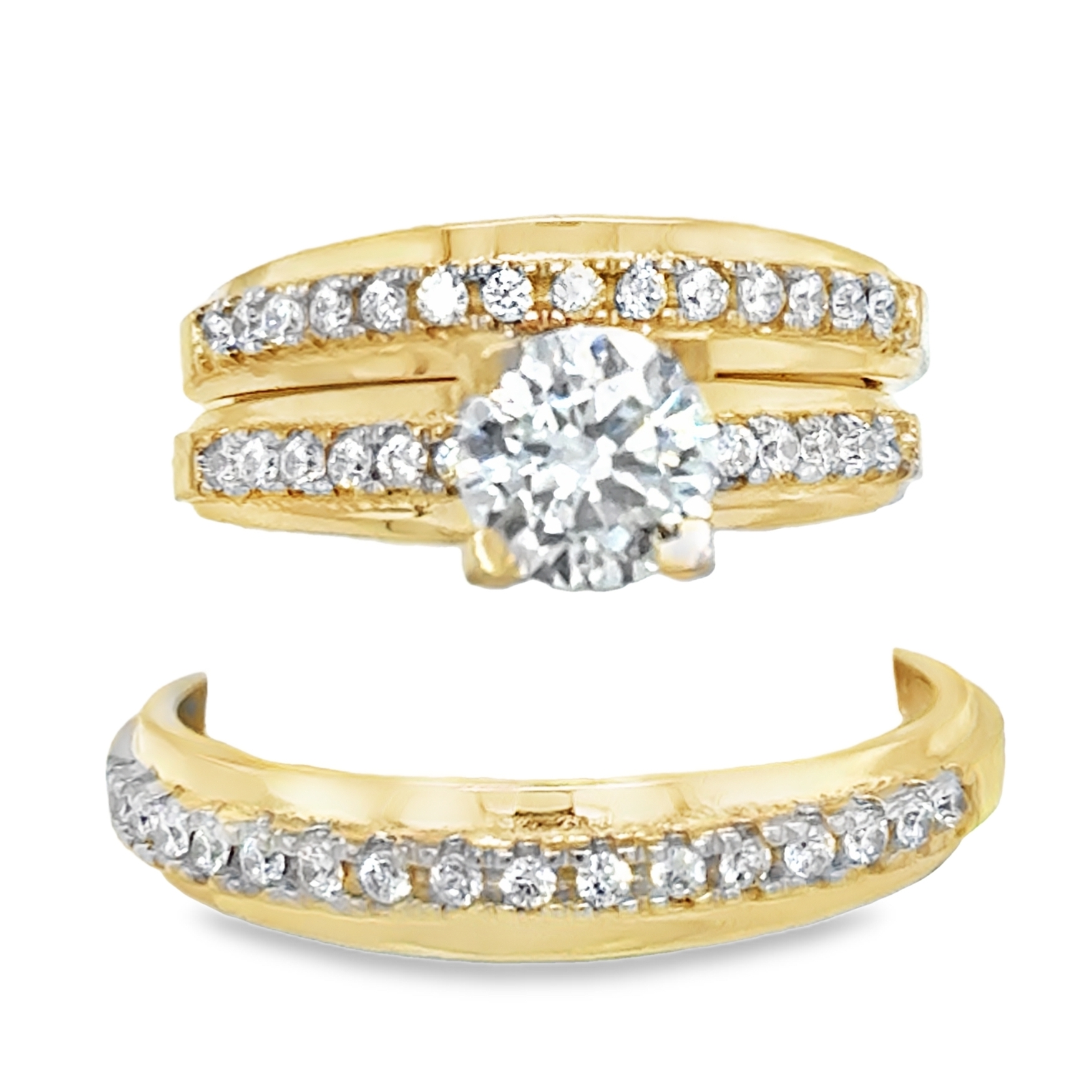 10KT Gold His & Hers Matching Wedding Ring Set Single Line