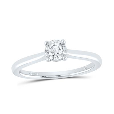 10k White Gold Round Diamond Solitaire Ring 1/6 Cttw