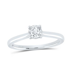 10k White Gold Round Diamond Solitaire Ring 1/6 Cttw