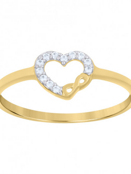 10kt Two-Tone Gold Womens Cubic-Zirconia Love Symbol Infinity Heart Ring