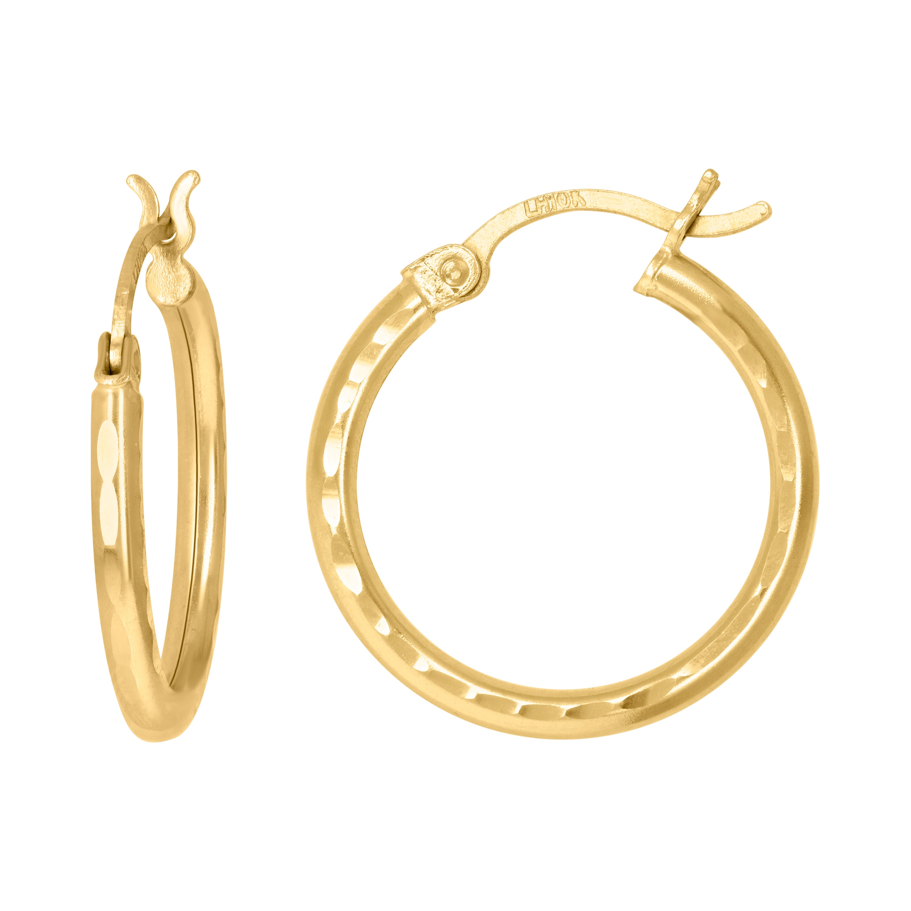 10kt Yellow Gold Womens Ultra Light Round Tube 2mm Hinged Hoops Huggie