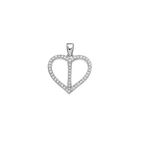 925 Sterling Silver Womens Cubic Zirconia Initial Letter I Heart Charm