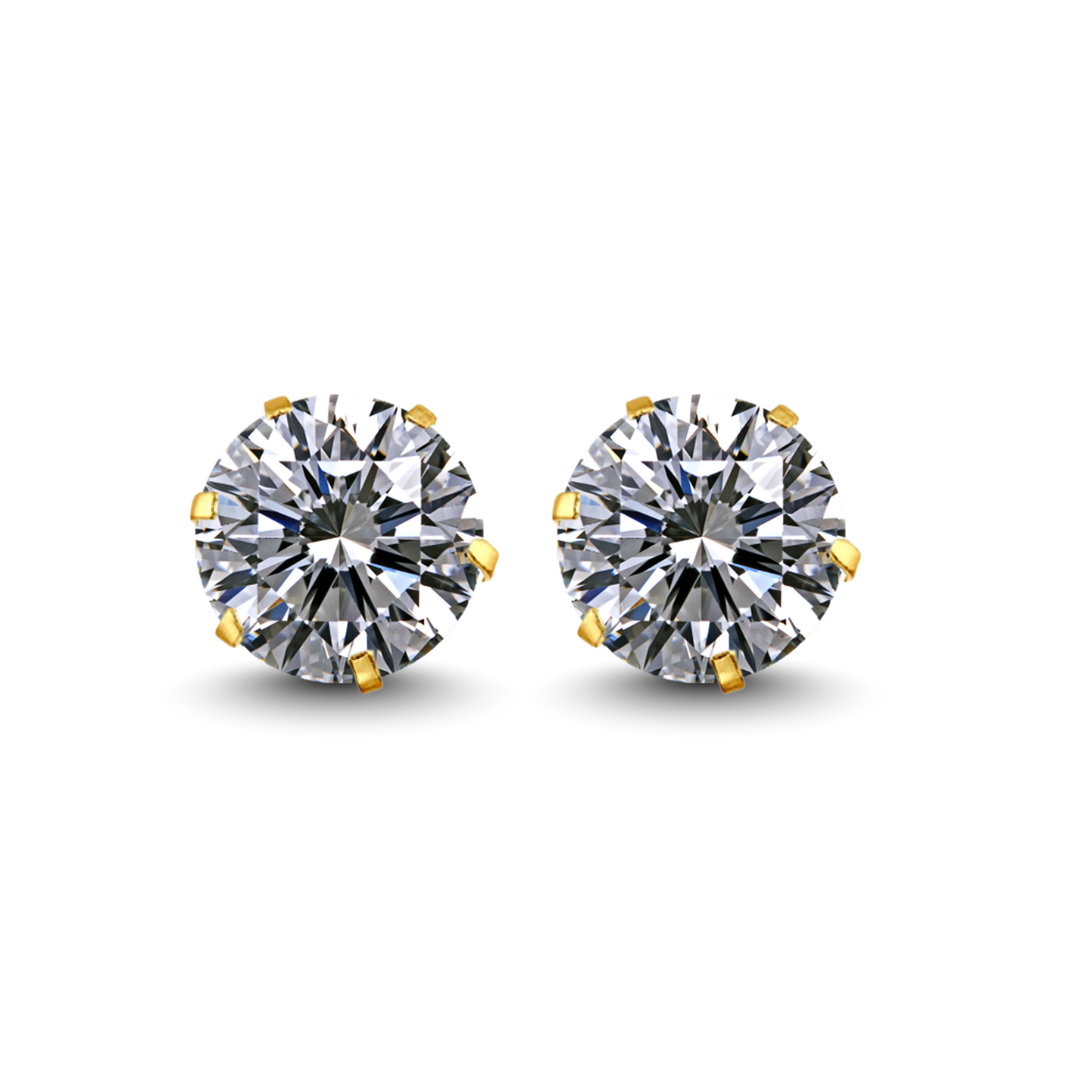 10KT Yellow Gold 3MM CZ Stud Earrings