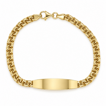 10KT Gold 3.5MM Chino Baby Bracelet with ID 5.9IN, Lobster Clasp FREE