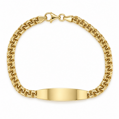 10KT Gold 3.5MM Chino Baby Bracelet with ID 5.9IN, Lobster Clasp FREE