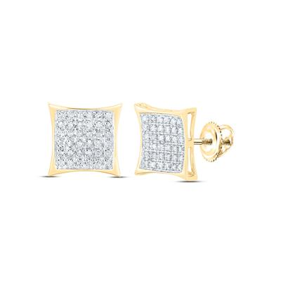 10k Yellow Gold Round Diamond Kite Square Earrings 1/6 Cttw