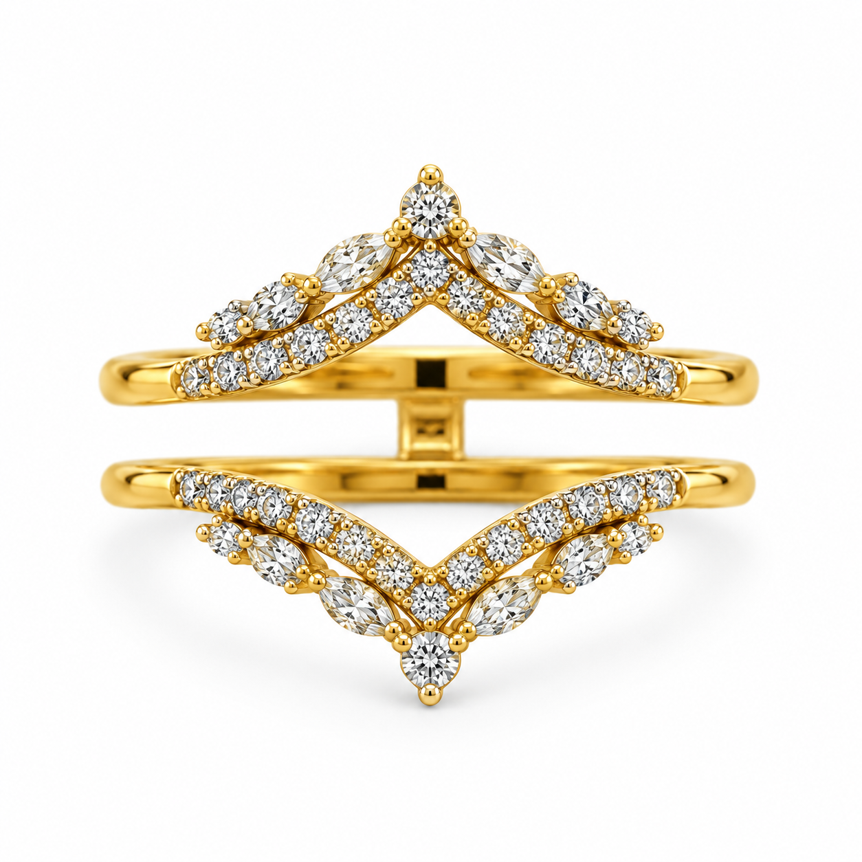 14KT Yellow Gold 0.52CTTW Lab-Diamond Guard Wrap Enhancer Band (Not-Ce