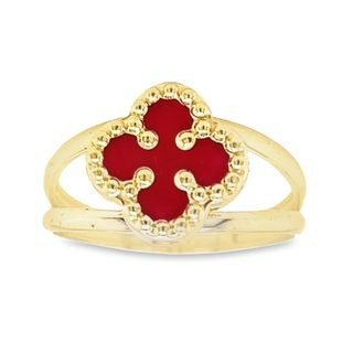 14KT Yellow Gold Carnelian Flower Ring