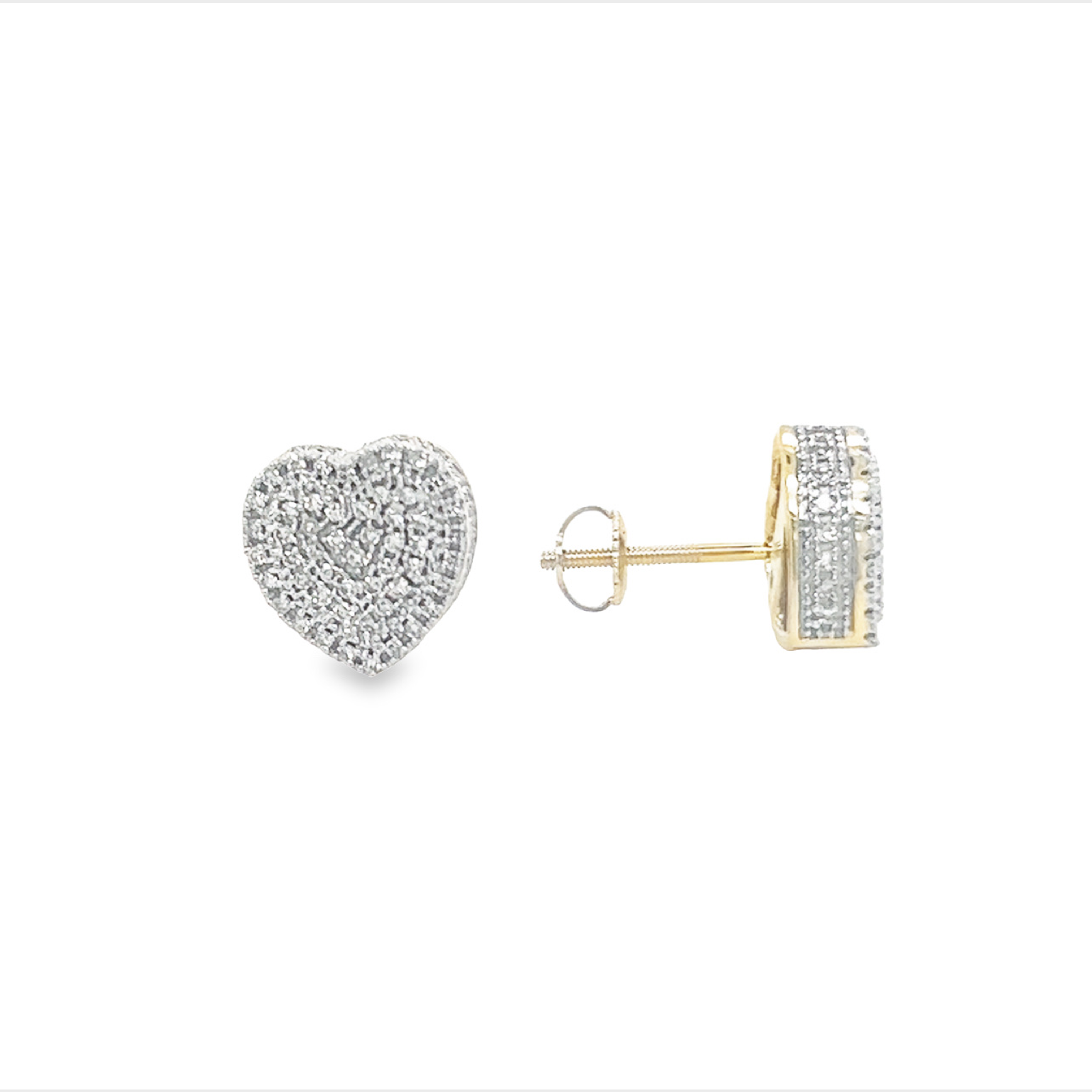 10K YELLOW GOLD ROUND DIAMOND HEART EARRINGS 0.50 CTTW (SMALL)