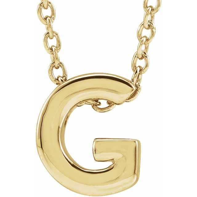 10KT Yellow Gold Initial G Necklace 17+1 Inches
