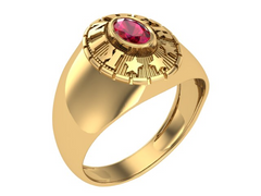 10KT Yellow Gold Kinder Mighty Plain Graduation Ring Red Stone Size 5