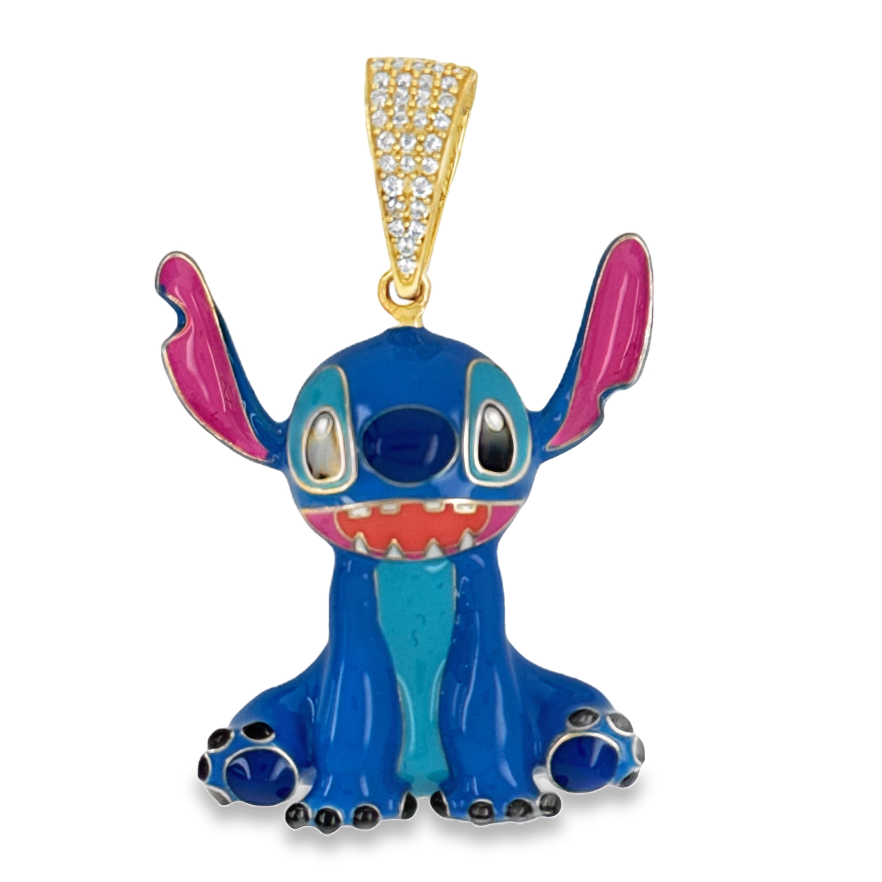 10KT Gold Blue Monster Pendant