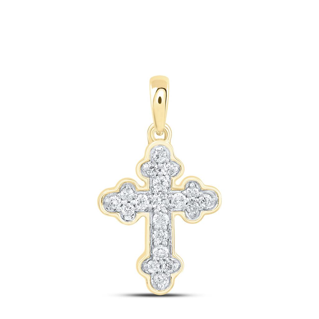 10KT GOLD 1/8CTW-NATURAL DIAMOND CROSS PENDANT