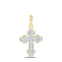 10KT GOLD 1/8CTW-NATURAL DIAMOND CROSS PENDANT