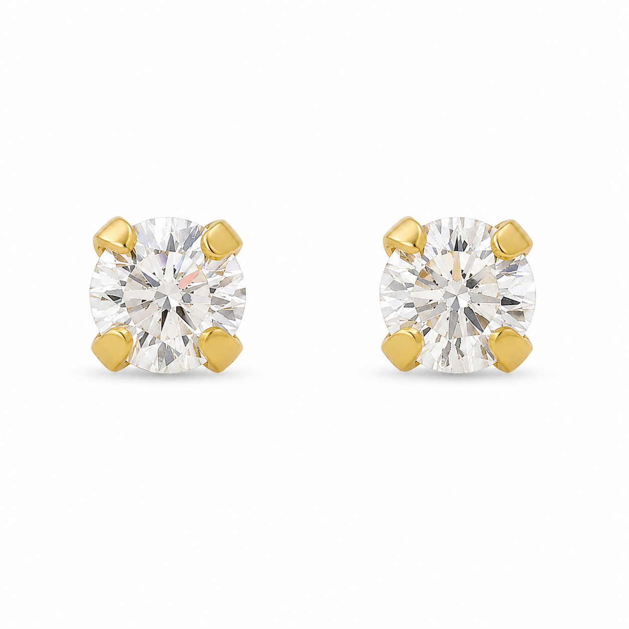 10KT Gold 2.5MM White CZ April Birthstone Stud Earrings with Screback Ball