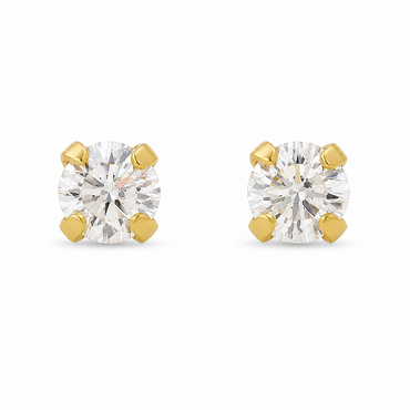 10KT Gold 2.5MM White CZ April Birthstone Stud Earrings with Screback Ball