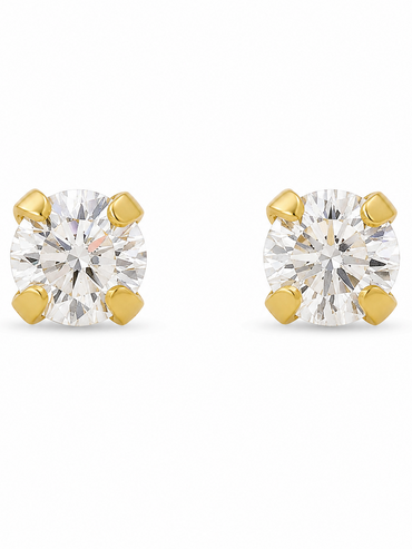 10KT Gold 2.5MM White CZ April Birthstone Stud Earrings with Screback Ball