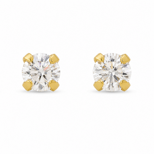 10KT Gold 2.5MM White CZ April Birthstone Stud Earrings with Screback Ball