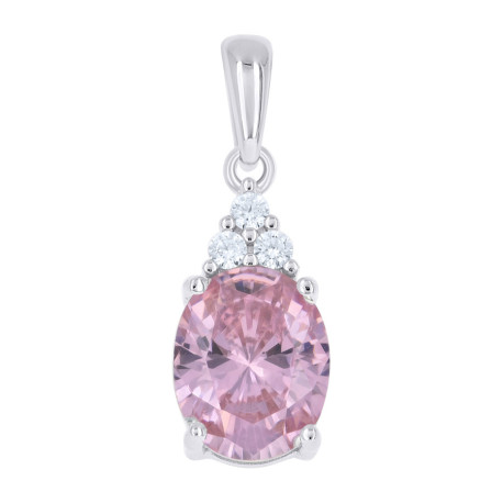 925 Sterling Silver Womens Oval Round Pink White Cubic-Zirconia Oval F