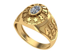 10KT Yellow Gold Kinder Mighty Graduation Ring White Stone Size 7