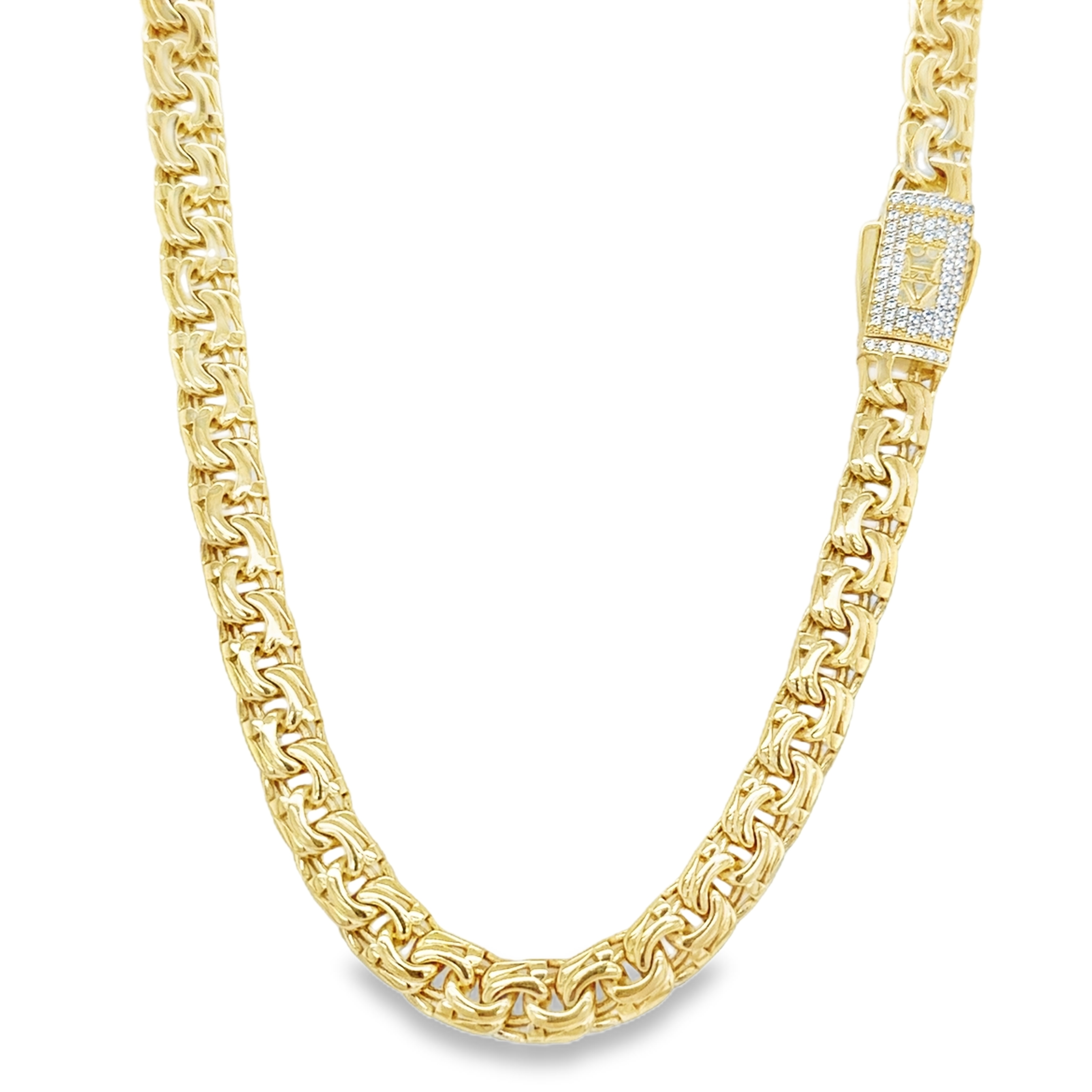 10KT Yellow Gold 8MM Monaco Chino Link Chain 20 inches with CZ Lock. M