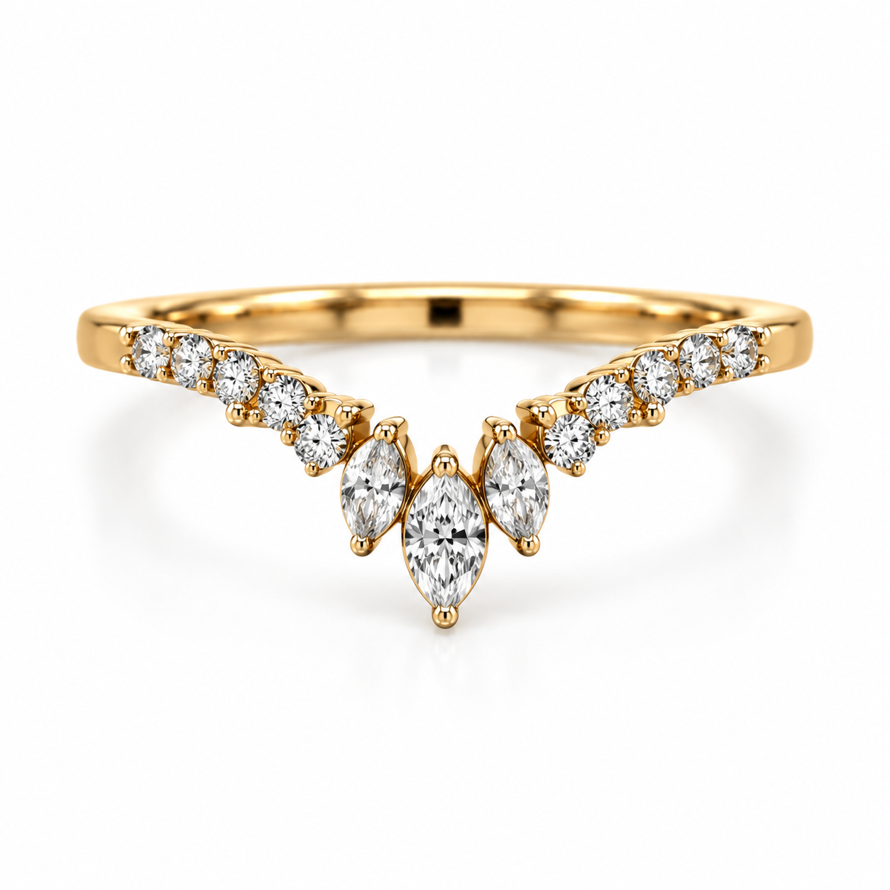 14K Yellow Gold 0.45CTTW Lab-Created Diamonds Curved Wedding Band (Not