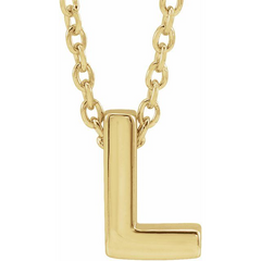 10KT Yellow Gold Initial L Necklace 17+1 Inches