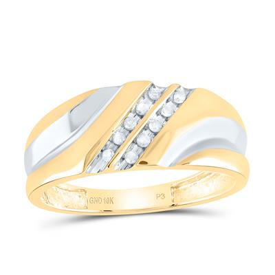 10k Yellow Gold Round Diamond 2-tone Wedding Band 1/8 Cttw