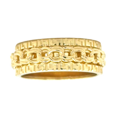 10KT Yellow Gold Chino Link Spinner Rotating Greek 4MM Band Ring Size 9 NOT SIZABLE