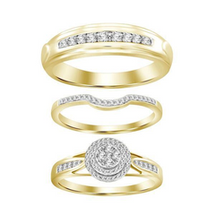 TRIO RING SET 1/2 CT ROUND DIAMOND 10K YELLOW GOLD