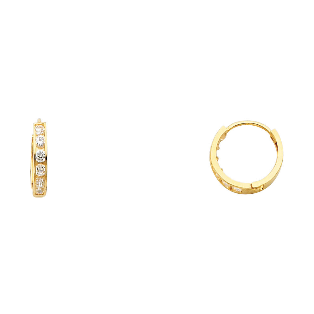 14KT Gold CZ 11MM Huggies Earrings