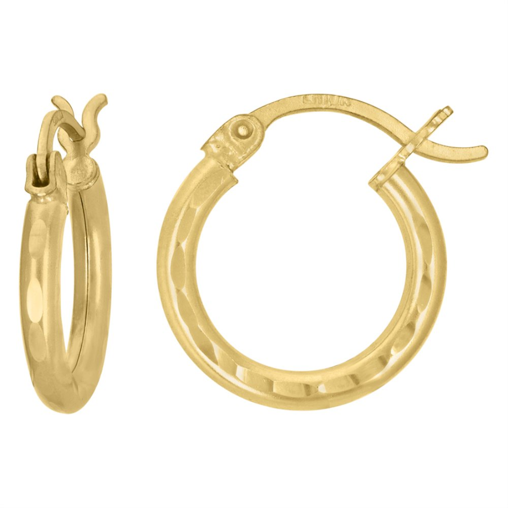 10kt Yellow Gold Womens Ultra Light Round Tube 2mm Hinged Hoops Huggie