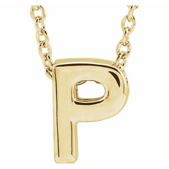 10KT Yellow Gold Initial P Necklace 17+1 Inches