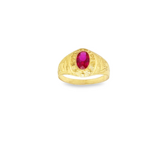 10KT Yellow Gold Kindergarten Red Stone Graduation Ring Size 4