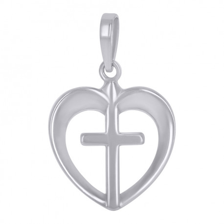 925 Sterling Silver Womens Cross Heart Charm Pendant