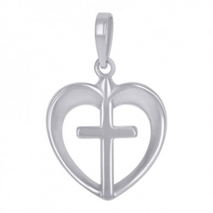 925 Sterling Silver Womens Cross Heart Charm Pendant